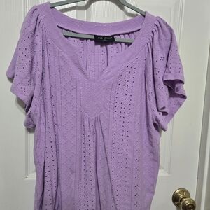 Lane Bryant Lavender Eyelet Blouse and Pant Set